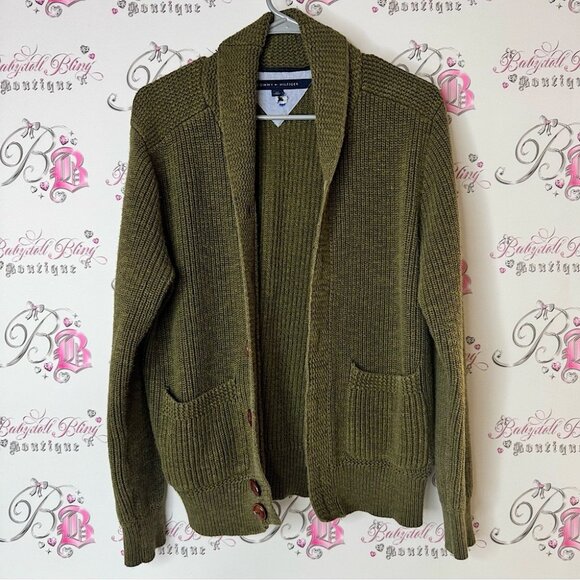 Tommy Hilfiger Other - Tommy Hilfiger cardigan sweater buttons pockets knit Khaki Cardigan Sweater